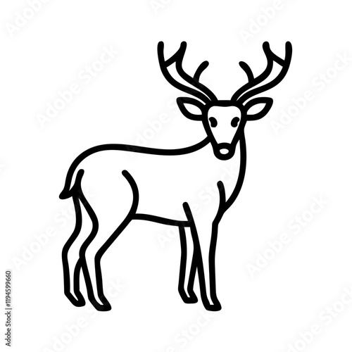 whitetail deer icon, whitetail deer line art - simple line art of whitetail deer, perfect for whitetail deer logos and icons and themed design 