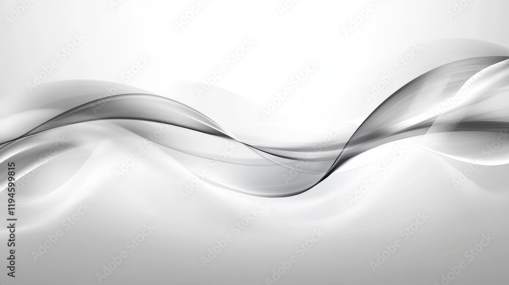 Naklejka premium Abstract background with smooth shiny grey, gray waves and halftone