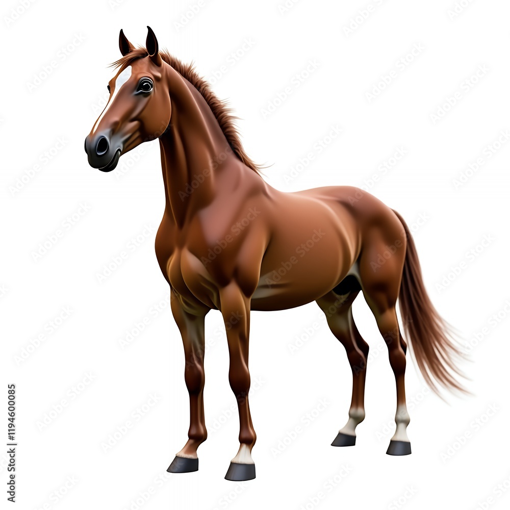 Obraz premium Majestic Chestnut Horse: A Stunning Digital Rendering