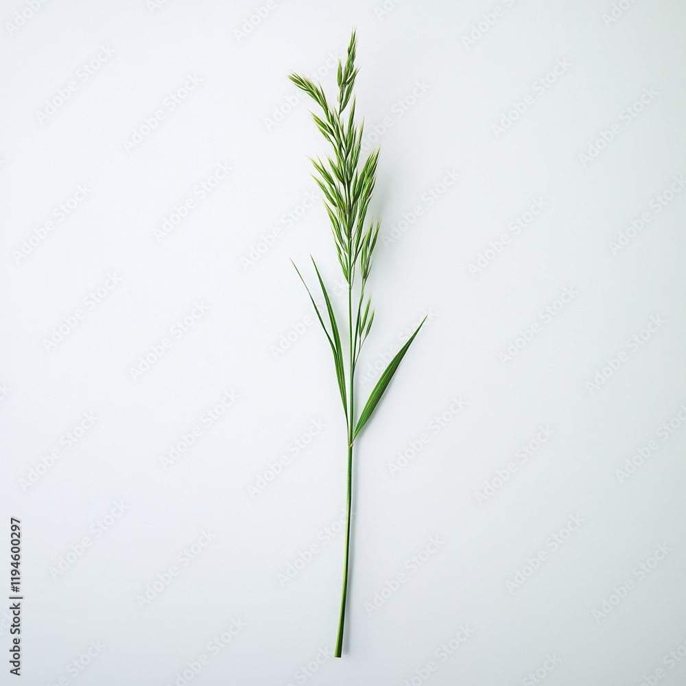Naklejka premium Green oat plant, studio shot, white background, nature