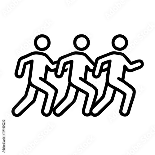 group jogging session icon, group jogging session line art - simple line art of group jogging session, perfect for group jogging session logos and icons and themed design 