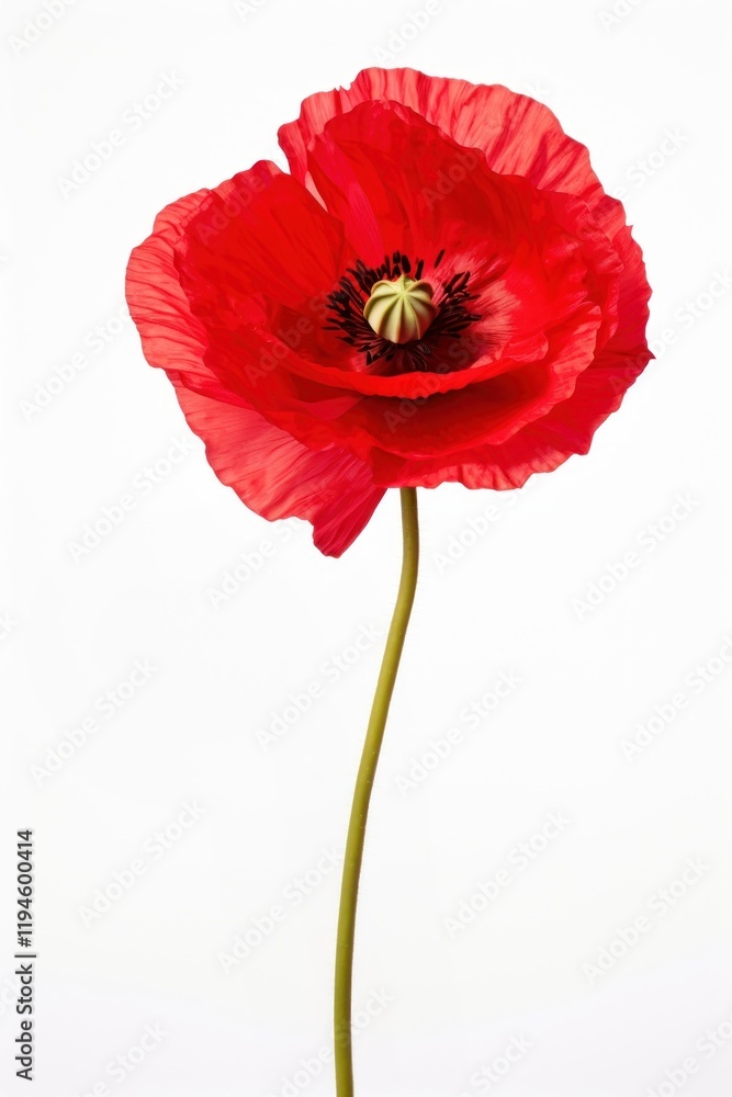 Obraz premium Poppy flower plant white background inflorescence.