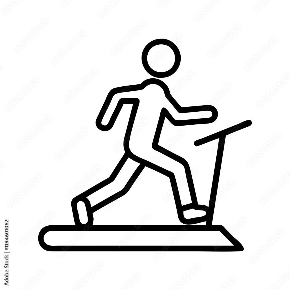 Obraz premium jogging on treadmill icon, jogging on treadmill line art - simple line art of jogging on treadmill, perfect for jogging on treadmill logos and icons and themed design 