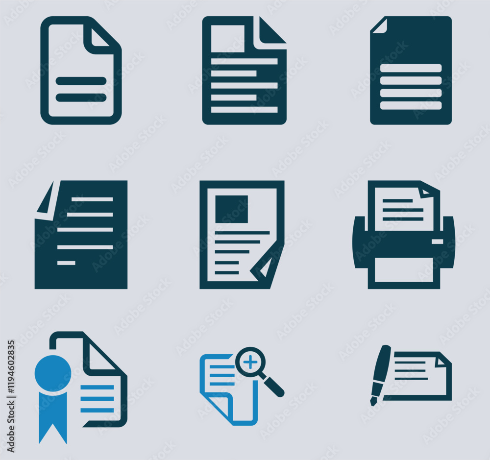 Paper documents icons. Line symbol. File icon. Folded written paper. Line icon, Paper with pencil icon vector illustration. Paper documents icons. Line symbol. File icon. Folded written paper. Line icon, Paper with pencil icon vector illustration.