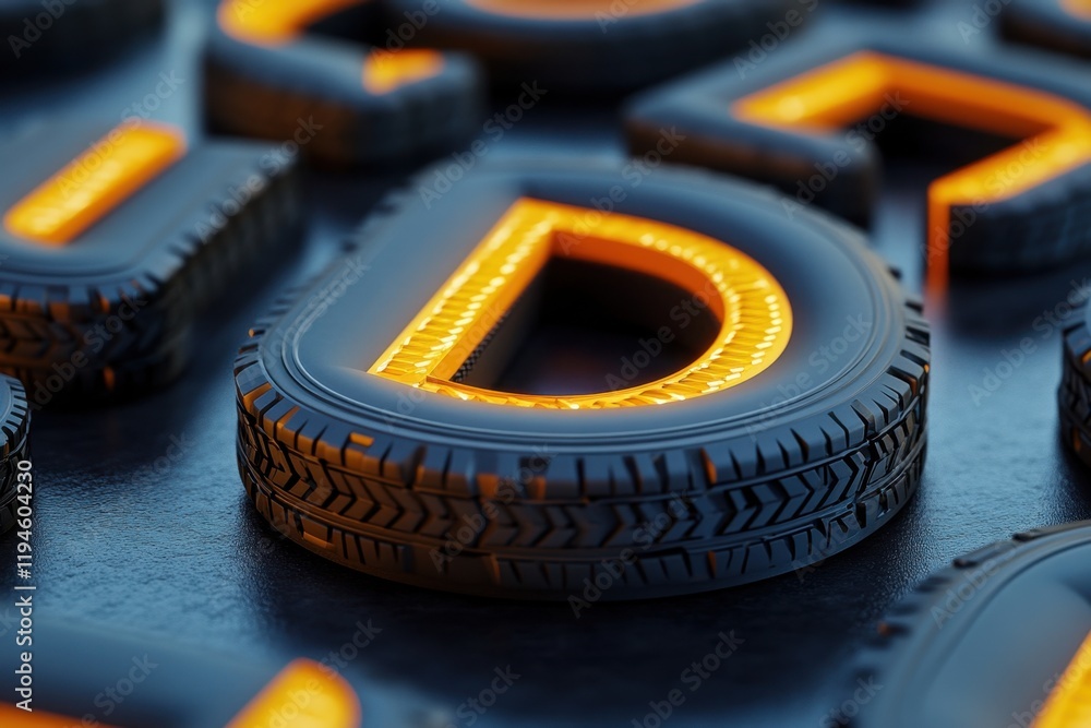 A close up of a tire with the letter D on it A close up of a tire with the letter D on it