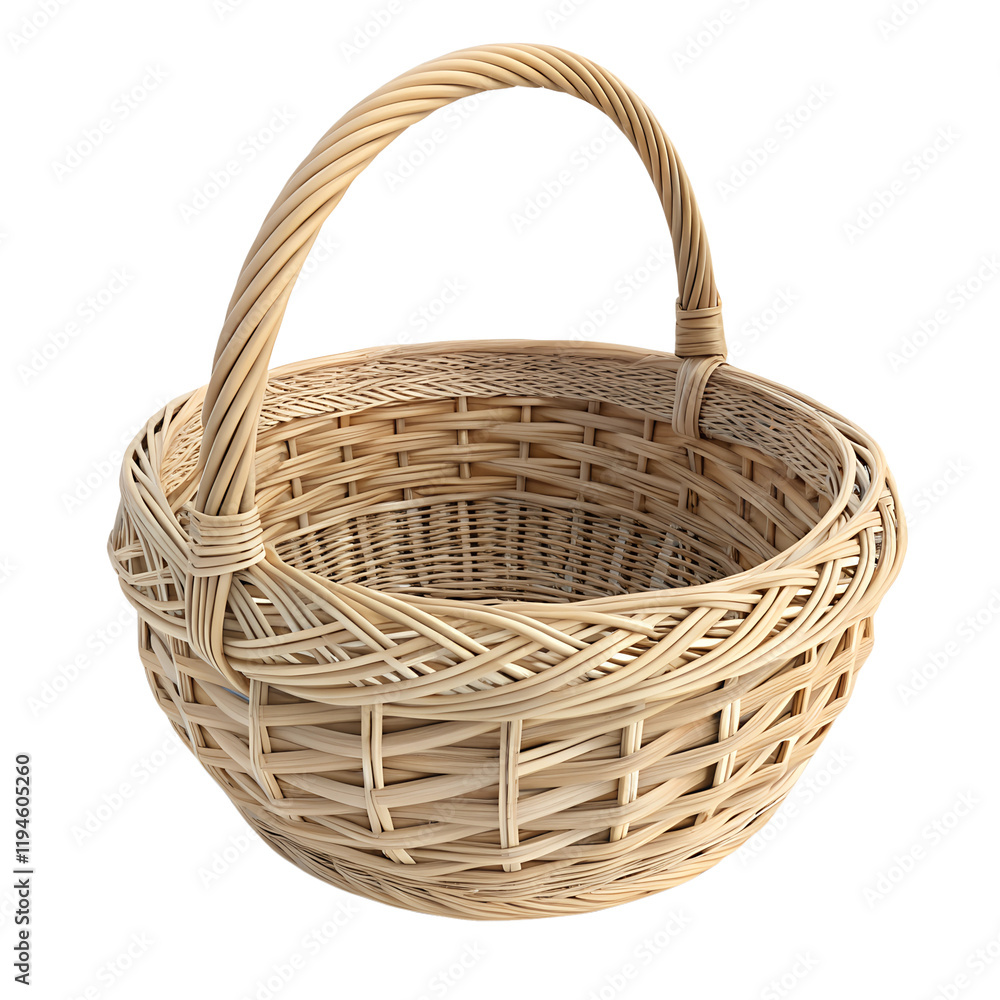 Fototapeta premium Rustic Handwoven Wicker Basket with Handle.