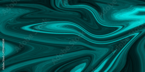Abstract beautiful teal swirl liquid background. Abstract teal , black swirly wallpaper, wavy pattern texture, aquarelle colors mixing effect abstract backdrop. calm design Marble rock texture blue