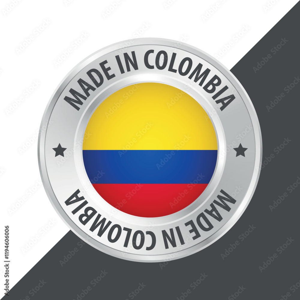 Made in Colombia badge logo flag sticker 3d vector illustration isolated on white Made in Colombia badge logo flag sticker 3d vector illustration isolated on white