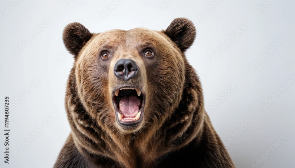 Fototapeta premium Illustration of a Bear with Mouth Open Looking Schocked on a White Background