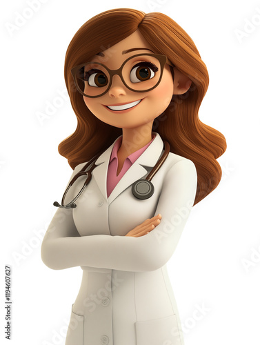 Wallpaper Mural A cartoon character by profession: doctor - young woman in a white coat Torontodigital.ca