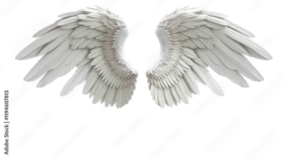Fototapeta premium Pair of White Wings on White Background