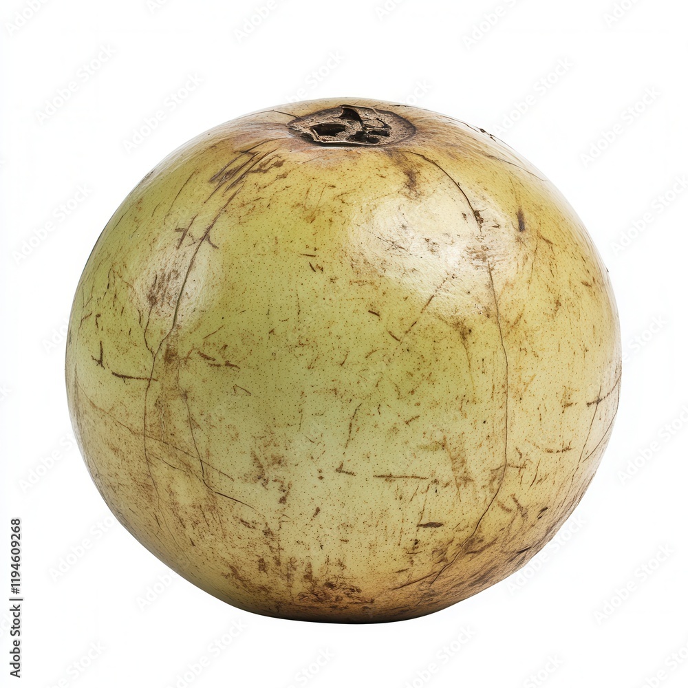 Ripe green coconut, isolated, studio shot, white background, food recipe Ripe green coconut, isolated, studio shot, white background, food recipe
