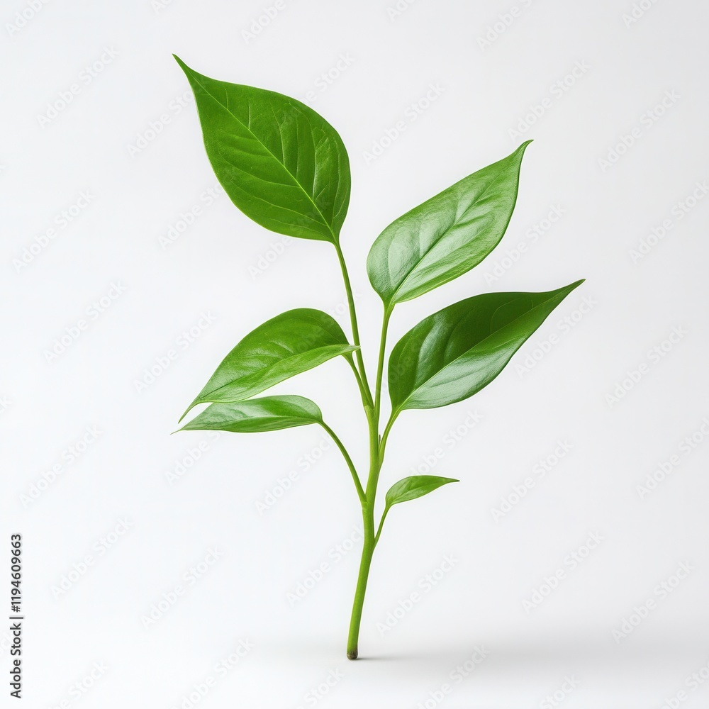 Green sprout growing, studio shot, white background, eco design Green sprout growing, studio shot, white background, eco design