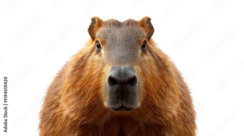 Fototapeta premium Front View Illustration of a Angry looking Capybara on a White Background