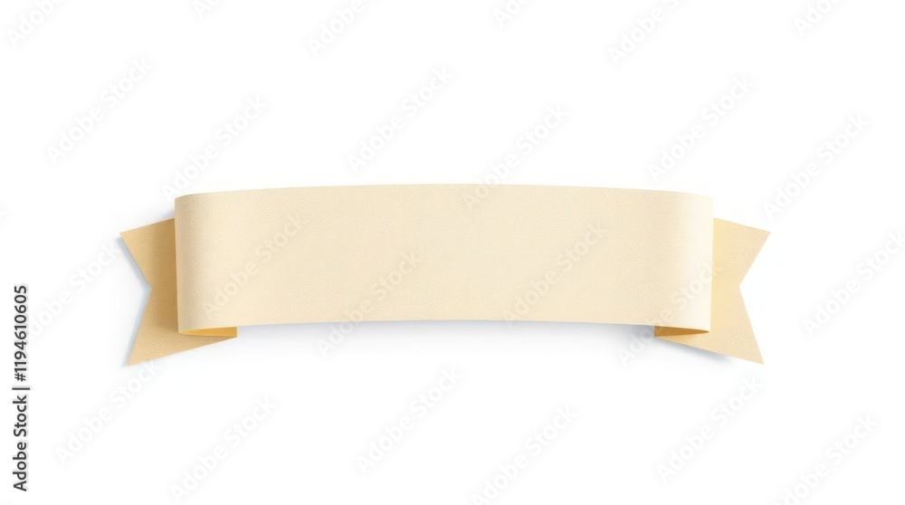 Beige Ribbon Banner on a White Background Beige Ribbon Banner on a White Background