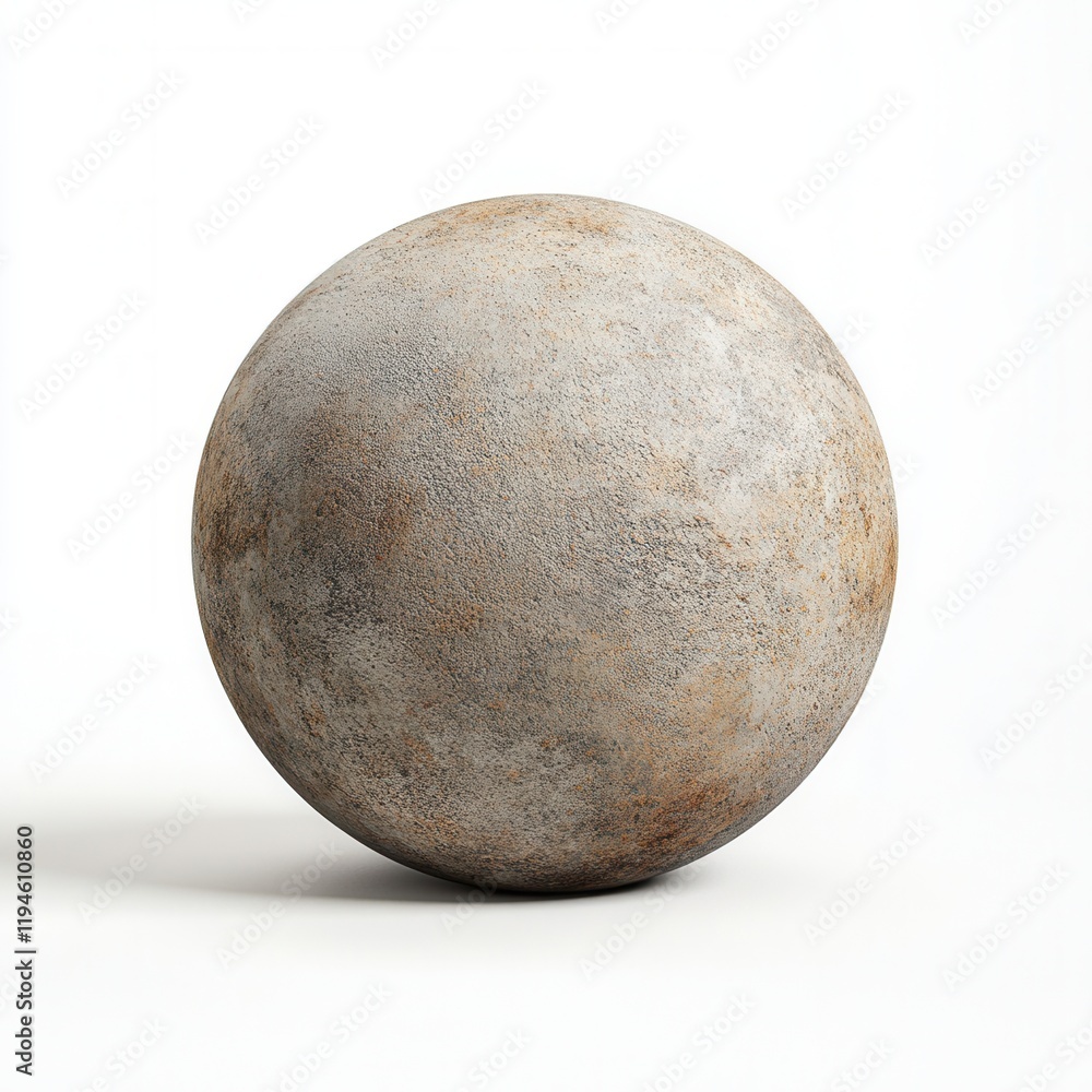 Fototapeta premium Rusty sphere, studio shot, white background, 3D render