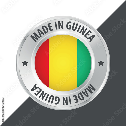 Made in Guinea badge logo flag sticker 3d vector illustration isolated on white Free Download Made in Guinea badge logo flag sticker 3d vector illustration isolated on white - GFXLoad
