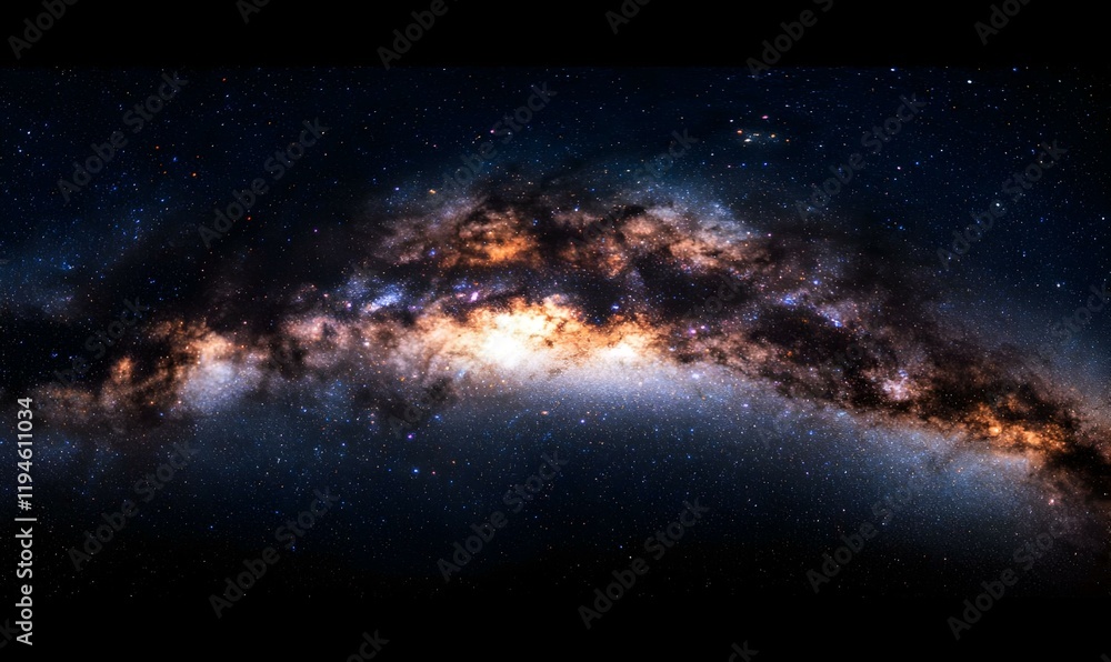 Obraz premium Vast Cosmic Swirl, an expansive view showcasing the intricate patterns and vibrant colors of the Milky Way galaxy, a celestial wonder.