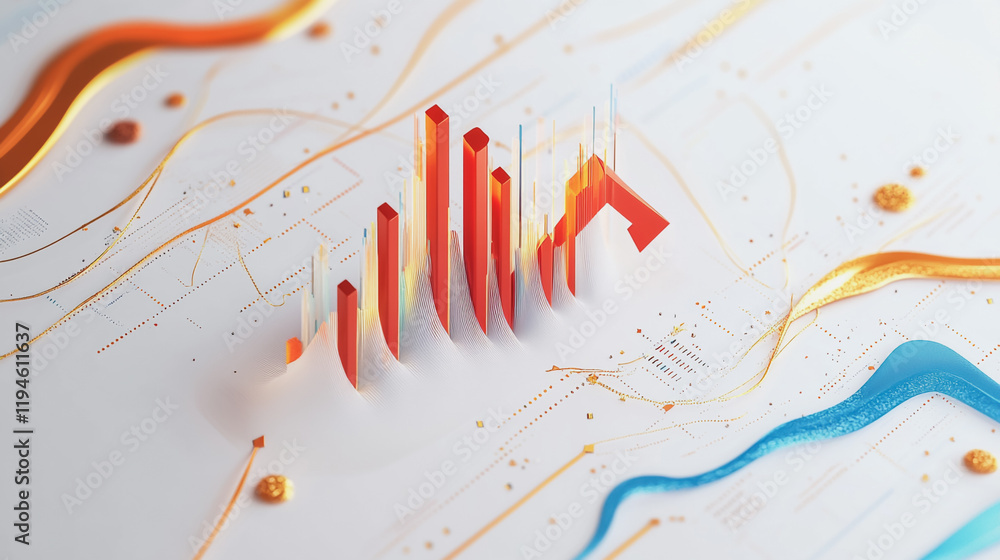 Obraz premium Abstract white background with Colorful charts and graphs with statistics to innovative analyze business potential and forecast future development of companies growth.