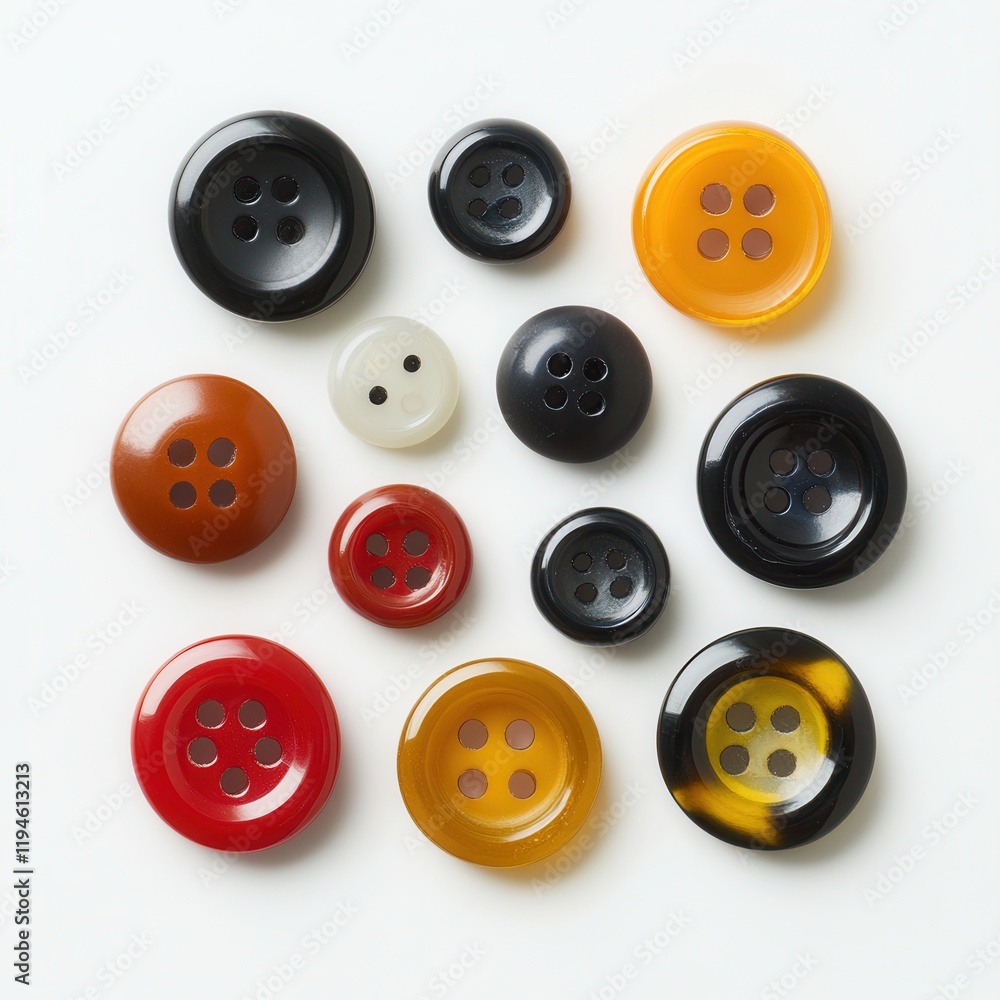 Colorful buttons arranged on white background Colorful buttons arranged on white background