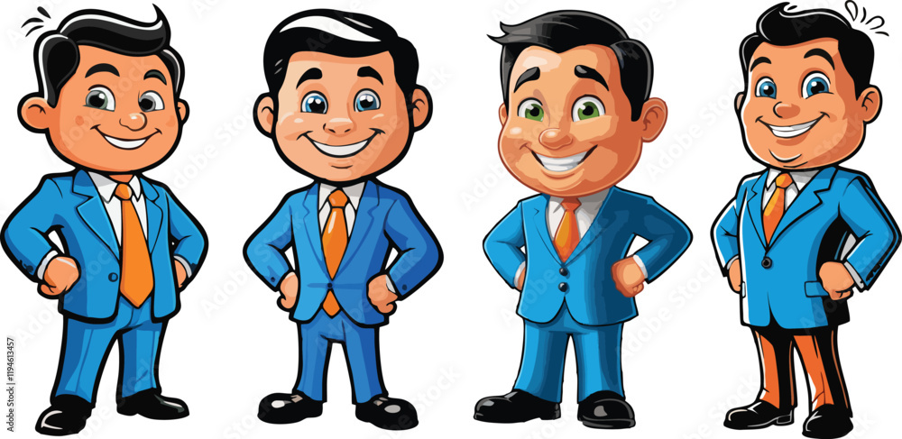 Naklejka premium set of business cartoon character design vector illustration white background