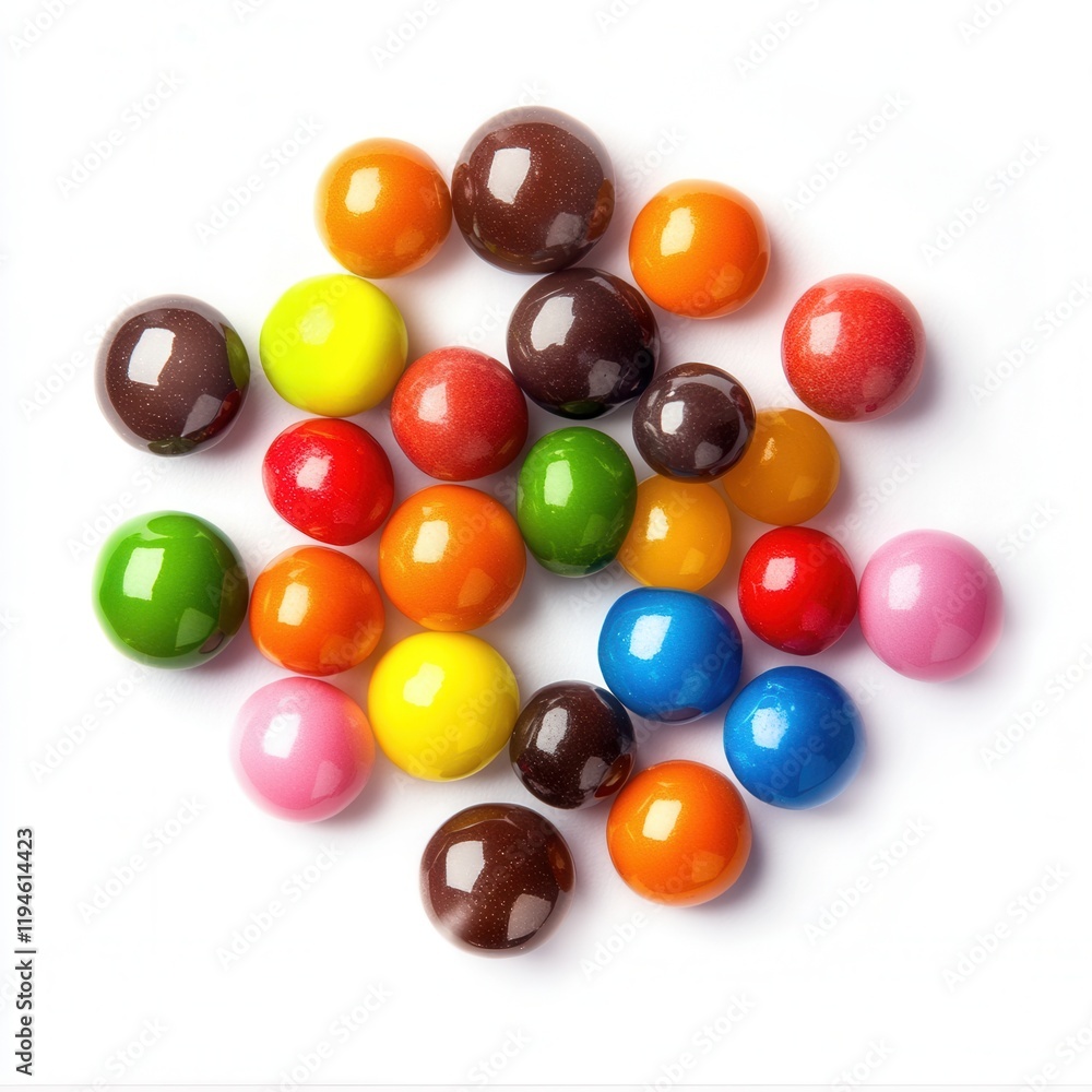 Colorful candies scattered on white background Colorful candies scattered on white background