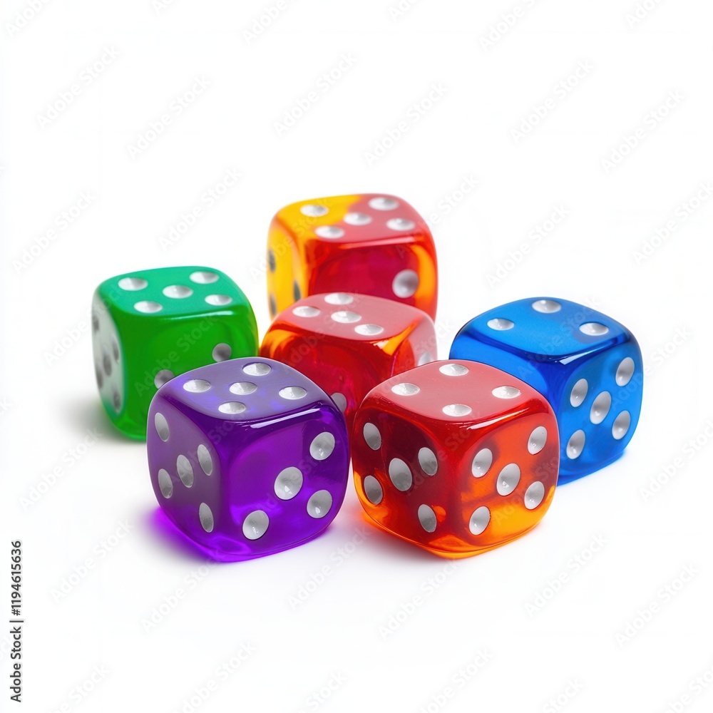Colorful dice on white background, studio shot Colorful dice on white background, studio shot