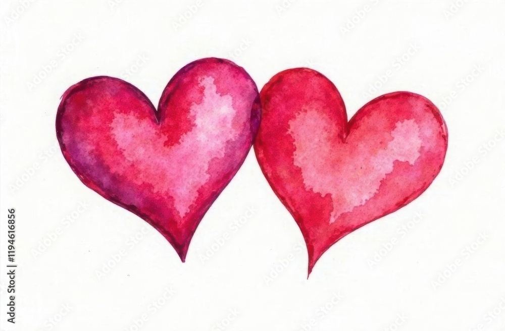 Obraz premium Watercolor hearts on white background