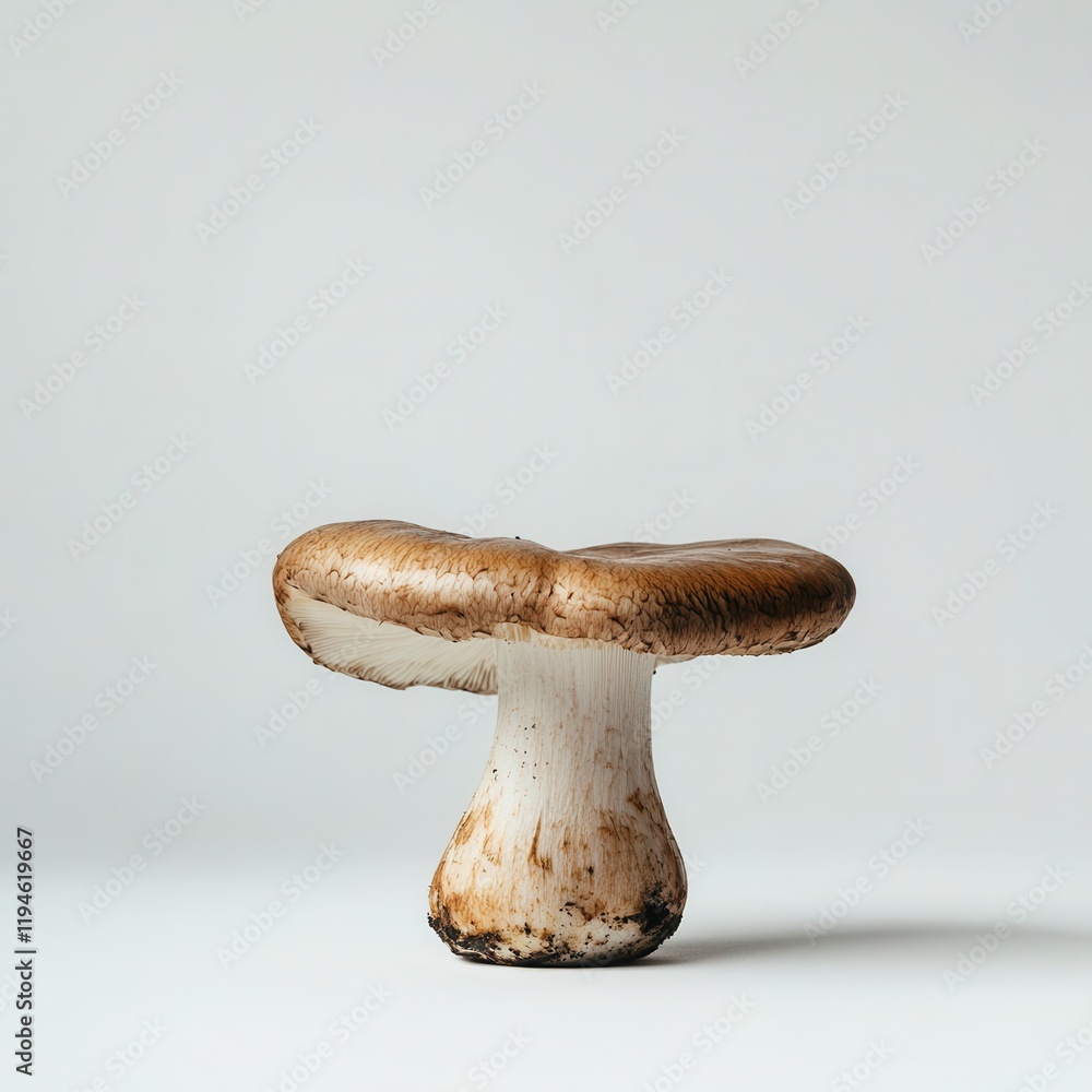 Single brown mushroom studio shot, white background Single brown mushroom studio shot, white background