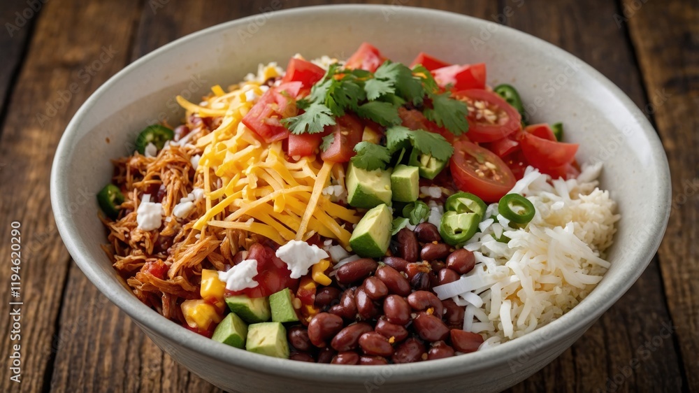 Mexican Burrito Bowl with Rice, Beans, and Fresh Toppings Mexican Burrito Bowl with Rice, Beans, and Fresh Toppings
