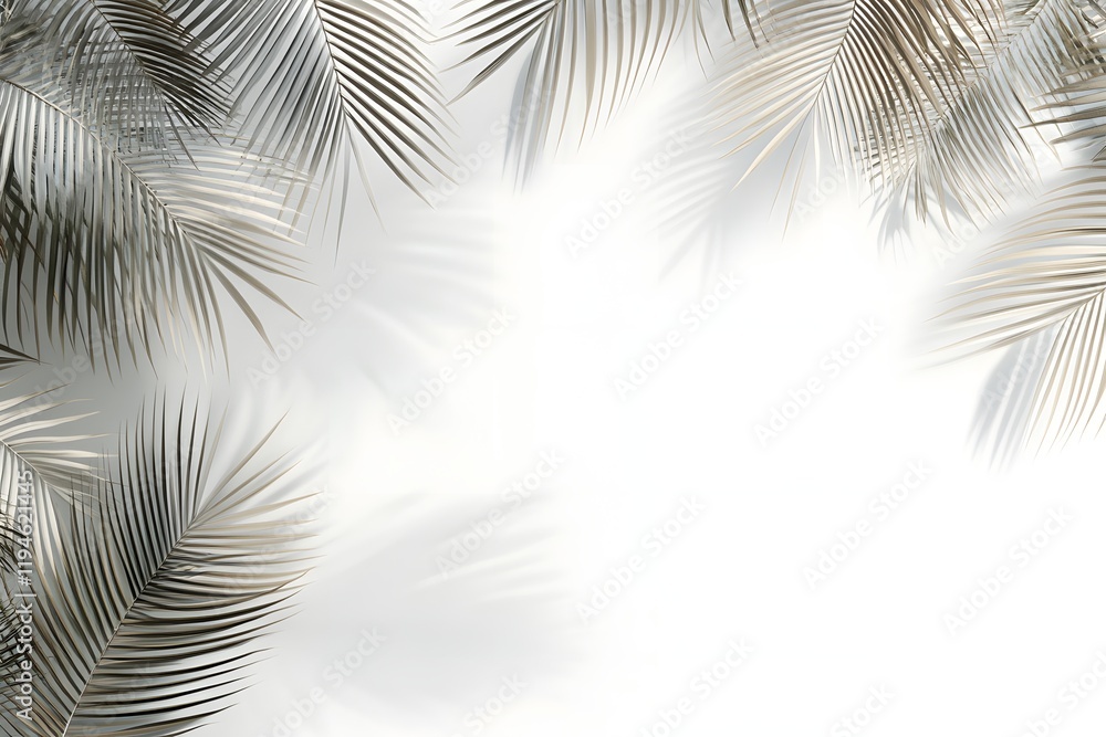 Fototapeta premium Palm Leaves Shadows on White Background