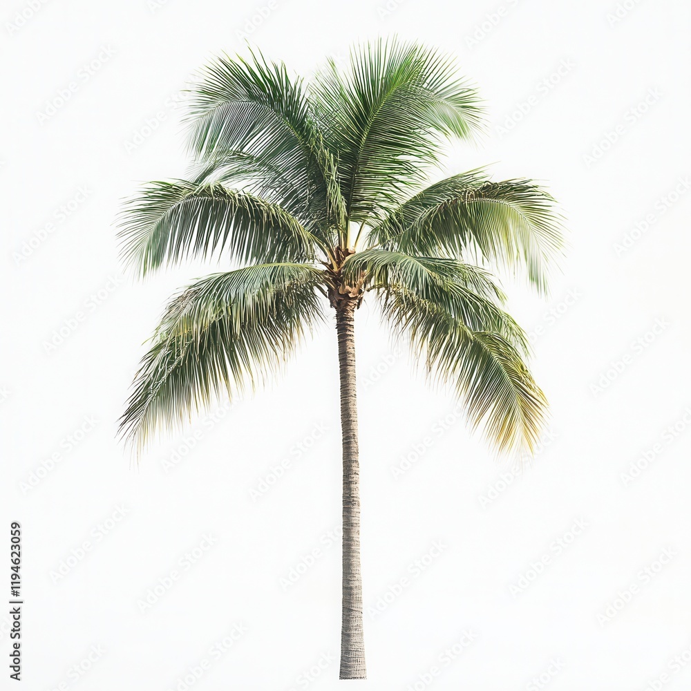 Obraz premium Tropical Palm Tree Isolated White Background