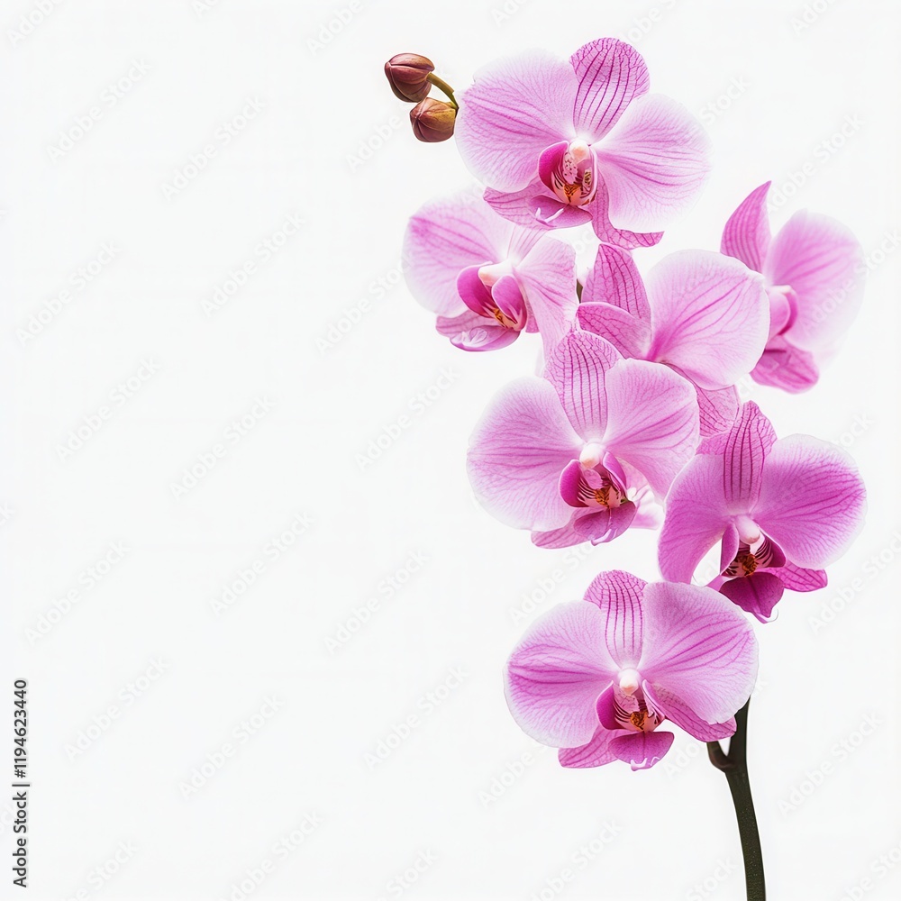 Pink Orchid Bloom, White Background, Spa Design Pink Orchid Bloom, White Background, Spa Design
