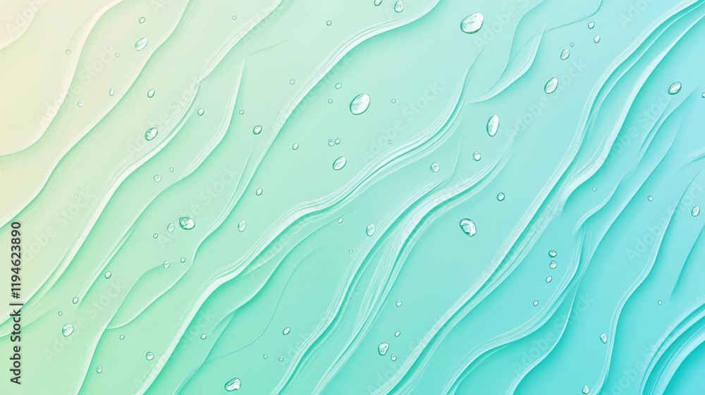 Fototapeta premium Refreshing Water Ripple Pattern with Suspended Drops in Soft Colors