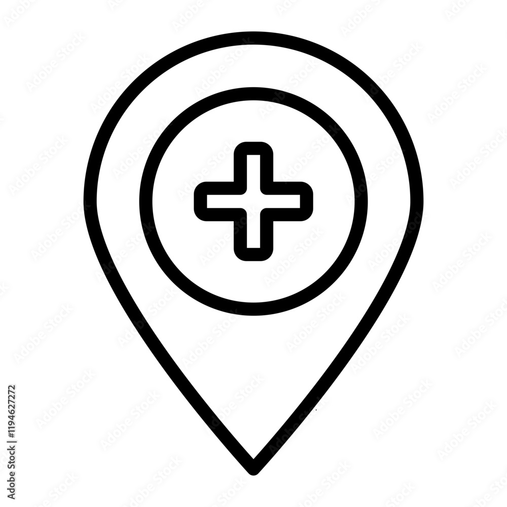 Hospital Locator Vector Line Icon Design Hospital Locator Vector Line Icon Design