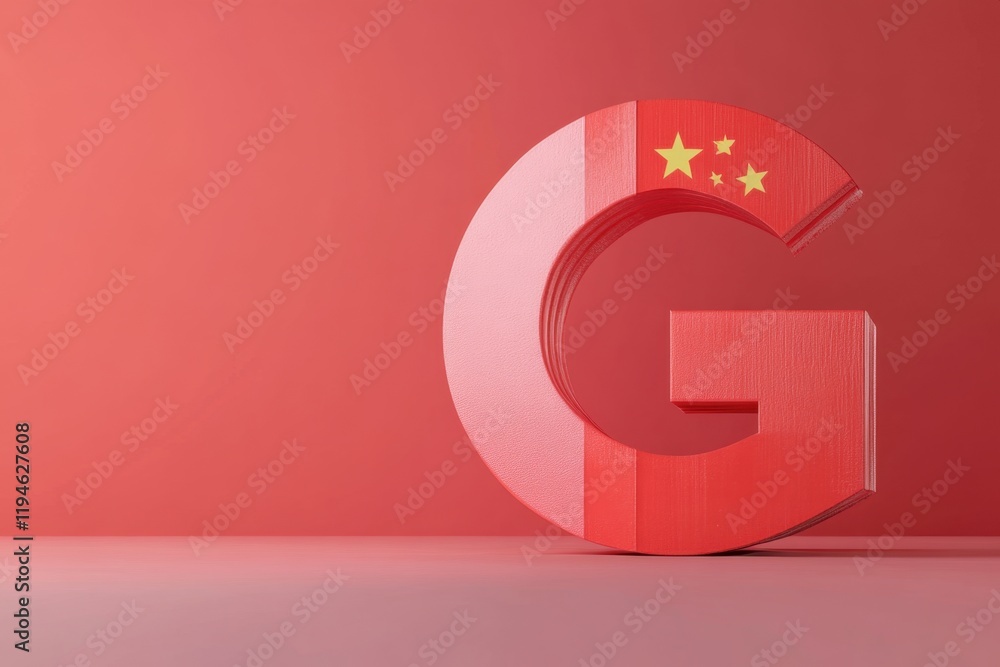 A red and gold letter G is on a red background A red and gold letter G is on a red background