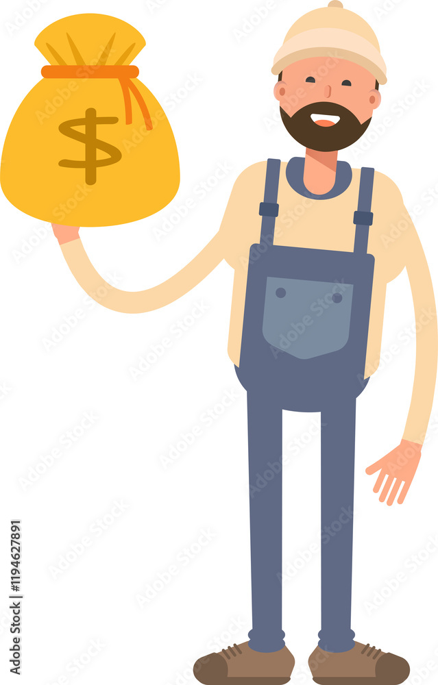 Worker Character Holding Dollar Sack
Worker Character Holding Dollar Sack
