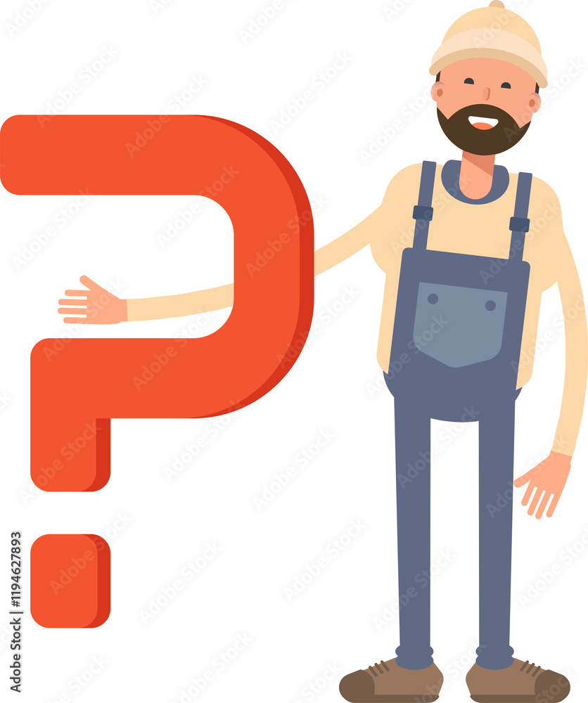 Worker Character and Question Mark
Worker Character and Question Mark