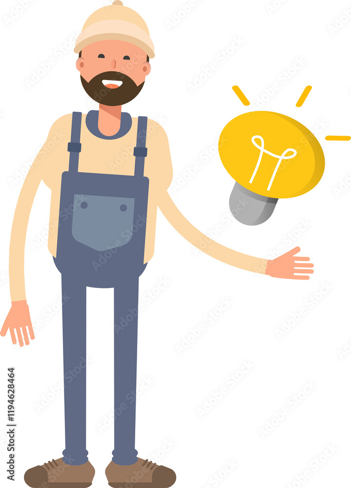 Worker Character and Light Bulb
Worker Character and Light Bulb