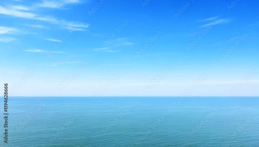Blue sea and sky with wispy clouds, natural lighting, sharp focus Blue sea and sky with wispy clouds, natural lighting, sharp focus