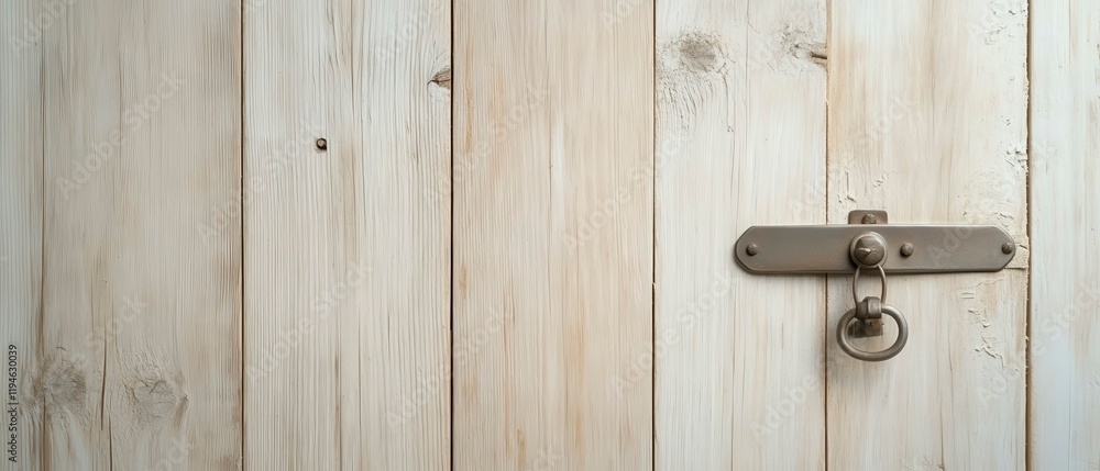 Rustic Wooden Door Locking Mechanism Home Entrance Close-Up Image Indoor Setting Detailed View Security Concept Rustic Wooden Door Locking Mechanism Home Entrance Close-Up Image Indoor Setting Detailed View Security Concept
