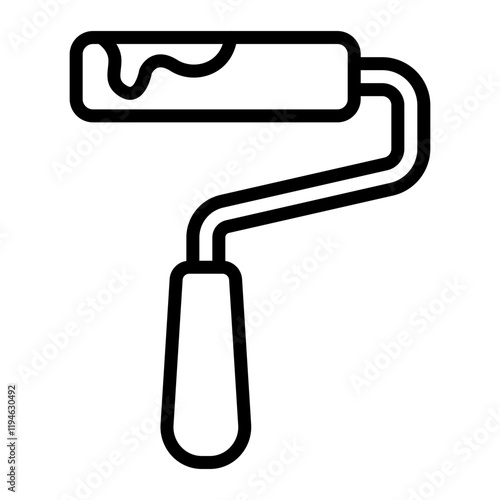 Paint Roller Vector Line Icon Design