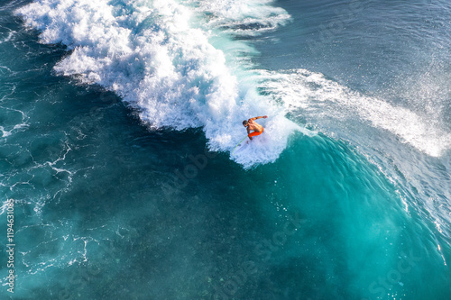 Canvas Print High angle view of people surfing in Bali, Indonesia
