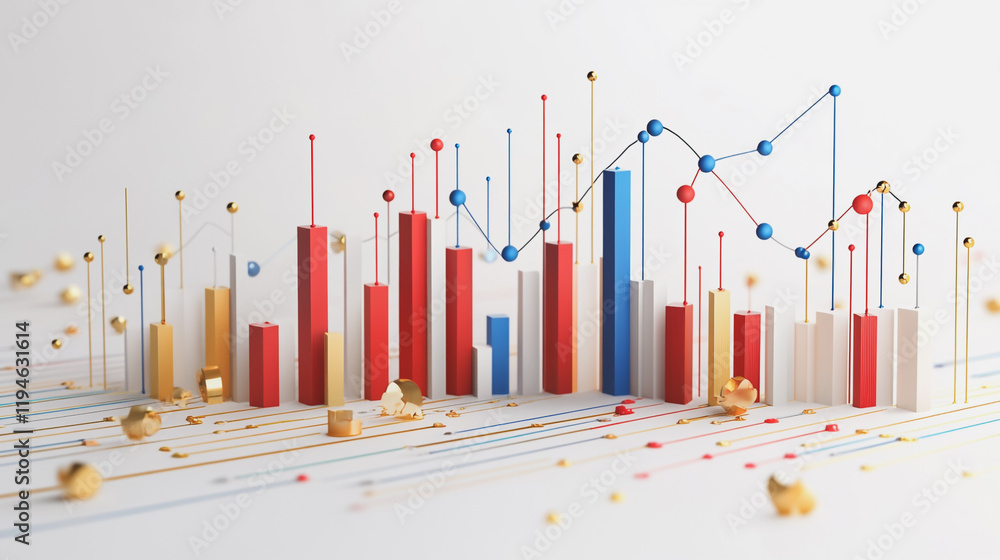 Abstract white background with Colorful charts and graphs with statistics to innovative analyze business potential and forecast future development of companies growth