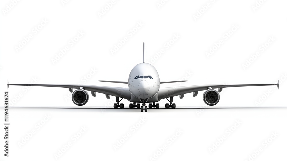 Airbus A380 Airplane Front View Isolated White Background Airbus A380 Airplane Front View Isolated White Background