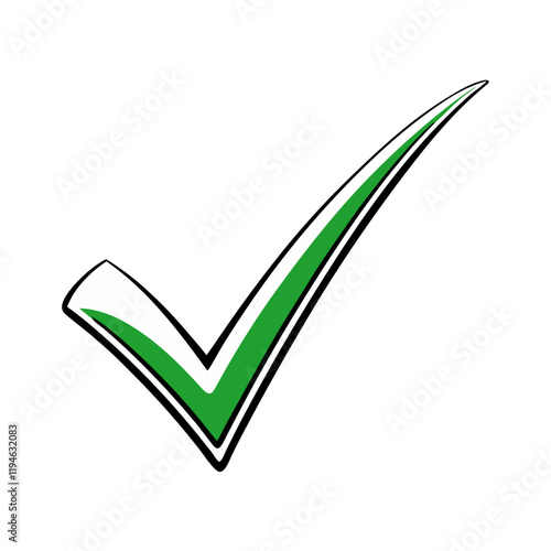 Green checkmark illustration, approval symbol, validation graphic design