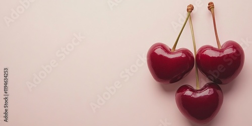 Red cherries as hearts photo