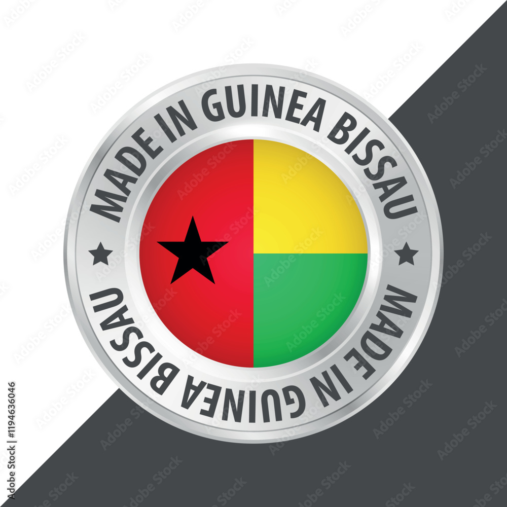Made in Guinea Bissau badge logo flag sticker 3d vector illustration isolated on white Made in Guinea Bissau badge logo flag sticker 3d vector illustration isolated on white