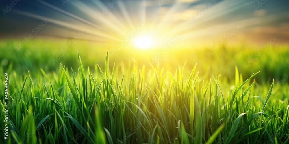 Vibrant Green Grass Illuminated by a Golden Sunset Vibrant Green Grass Illuminated by a Golden Sunset
