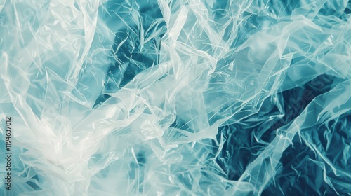 Wallpaper Mural Crumpled transparent plastic forms a captivating pattern, showcasing soft blue tones that create depth and texture across the surface Torontodigital.ca